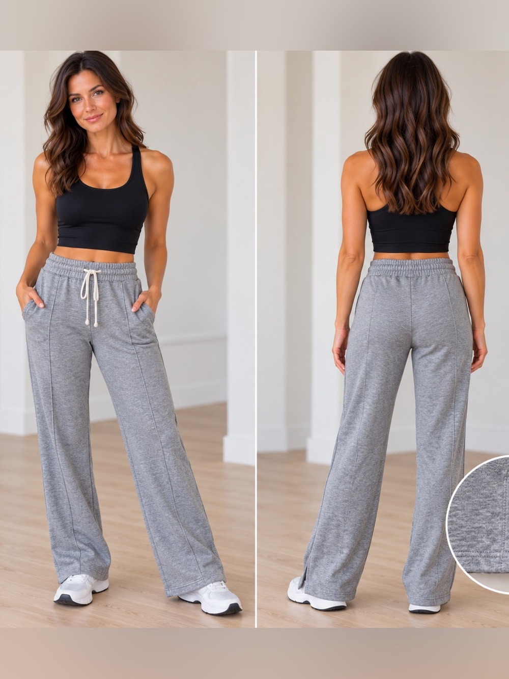 aerie Gray Wide-Leg Drawstring Lounge Pants